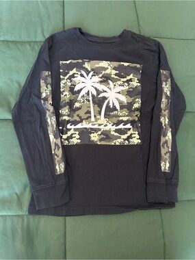 Fifth Sun Black Long-Sleeve Tee with Camo Palm Graphic